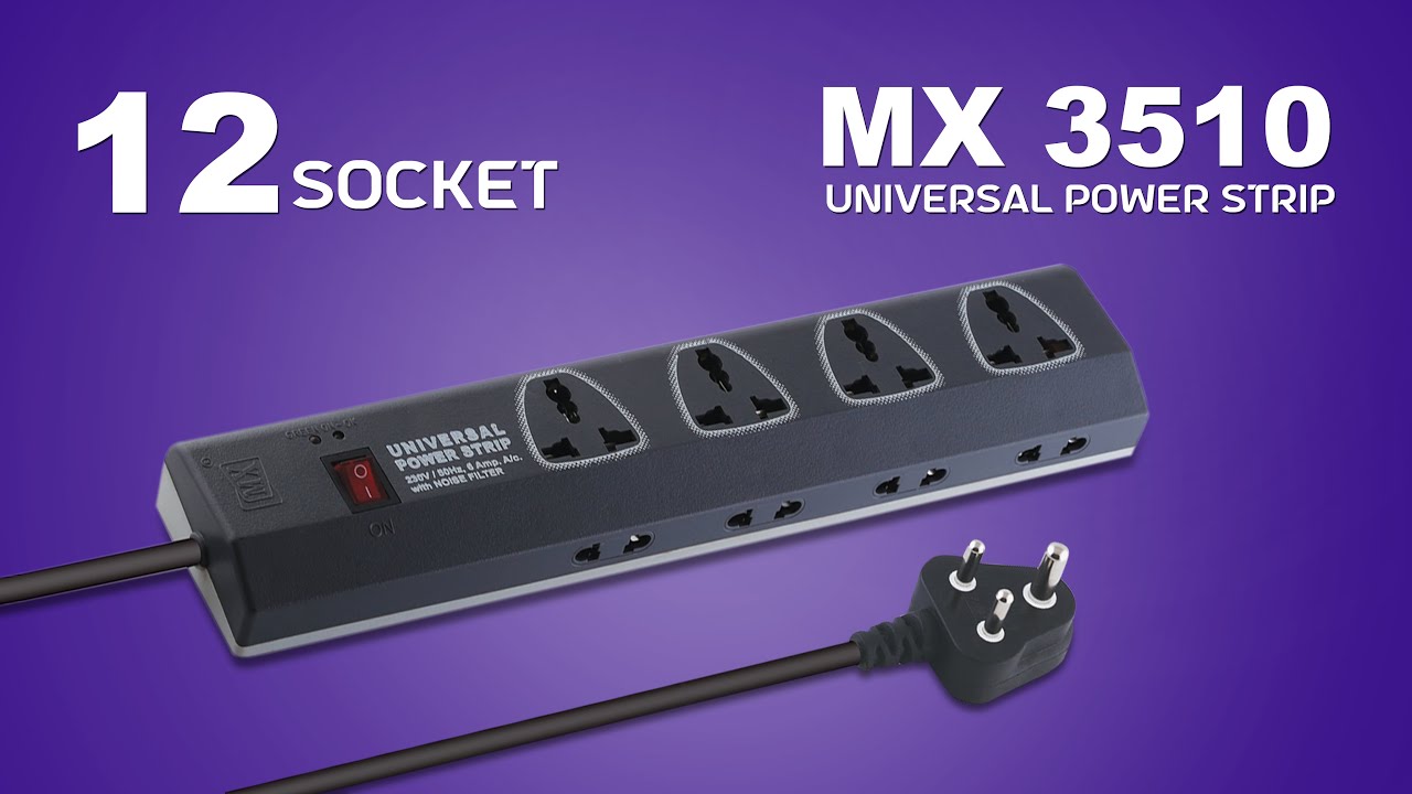 MX Power Strip featuring 12 Universal Sockets MX Spike Guard Extension Board YouTube