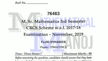 MDU MSc Mathematics Previous Year Paper 2019 | Fluid Dynamics | Mathematical Manoj