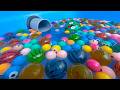 Water Marble Run ☆ Lots of colorful balls and a rainbow road course
