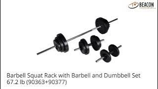 Barbell Squat Rack with Barbell and Dumbbell Set 67.2 lb (90363 90377)