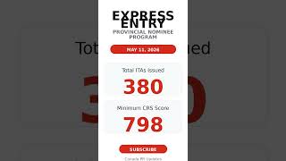 🍁 Express Entry Draw May 11, 2026 | CRS 798 | 380 Invitations | Provincial Nominee Program