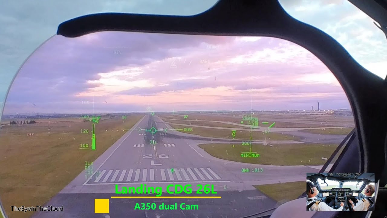 Best immersive A350 dual cam approach CDG - YouTube