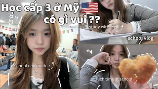 Học cấp 3 ở Mỹ có gì vui ? ⁉️🇺🇸| Một ngày đi học cùng Na, peprally, grwm, học bài, du học...✨