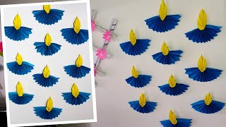 Diwali Decoration Ideas at Home with Paper | Diya Wall Hanging Making with Papers