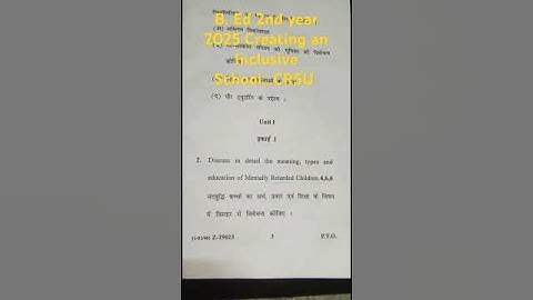 B. Ed 2nd year 2025 creating an inclusive school CRSU