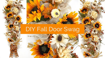 EASY DIY DECO MESH FALL DOOR SWAG | Deco Mesh Bows for Beginners | Fall Front Door Decor 2022