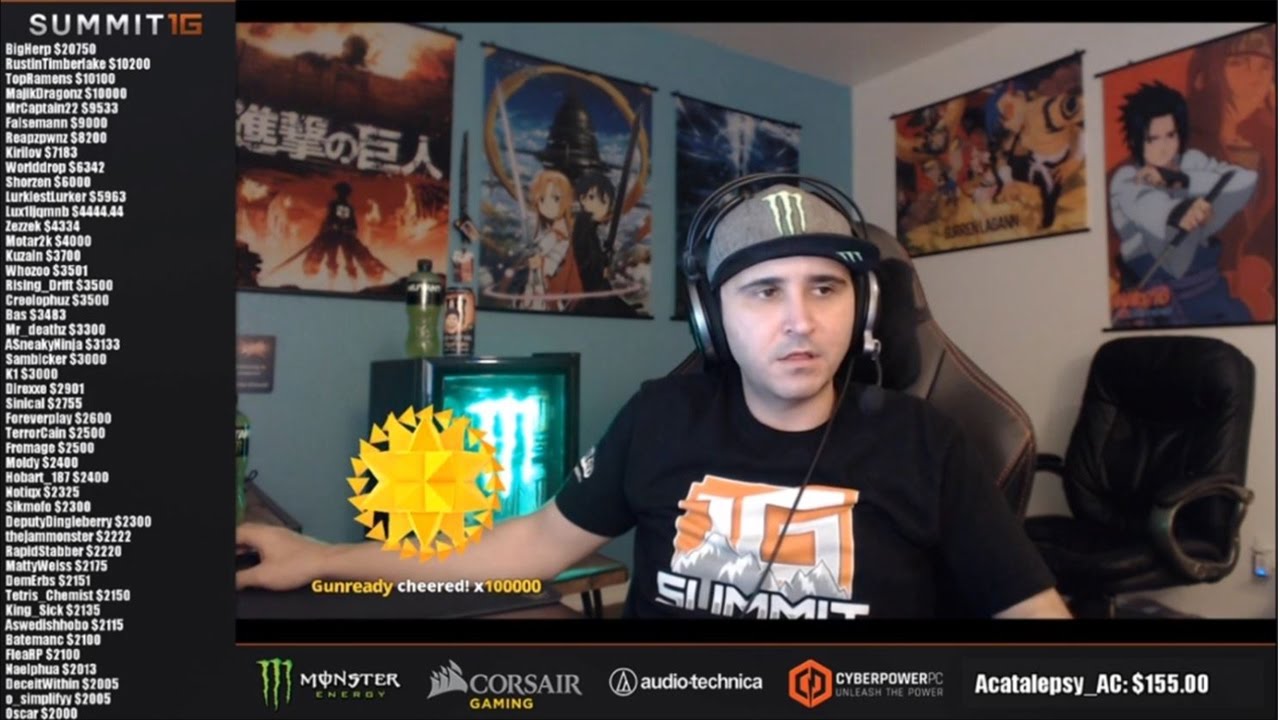 Summit1g Gets First 100k Bit Donation w/ chat reaction - YouTube