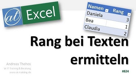 Excel - Rang bei Texten ermitteln - alphabetische Platzierung