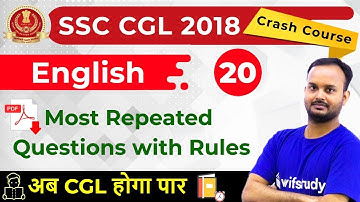 7:00 PM - SSC CGL 2018 | English by Sanjeev Sir | Most Repeated Questions With Rules