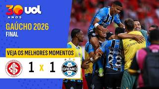 GRÊMIO EMPATA COM O INTER E É CAMPEÃO GAÚCHO; VEJA GOLS E MELHORES MOMENTOS