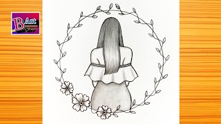 How to draw a Girl Backside in Circle Frame | Pencil sketch for beginner | Girl drawing | Drawing