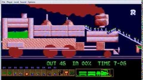 Lemmini - Lemmings Custom Level - Lemcomotive Breath