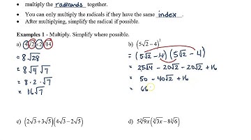 Math 11 - Sec 5.2 Multiplying Radicals