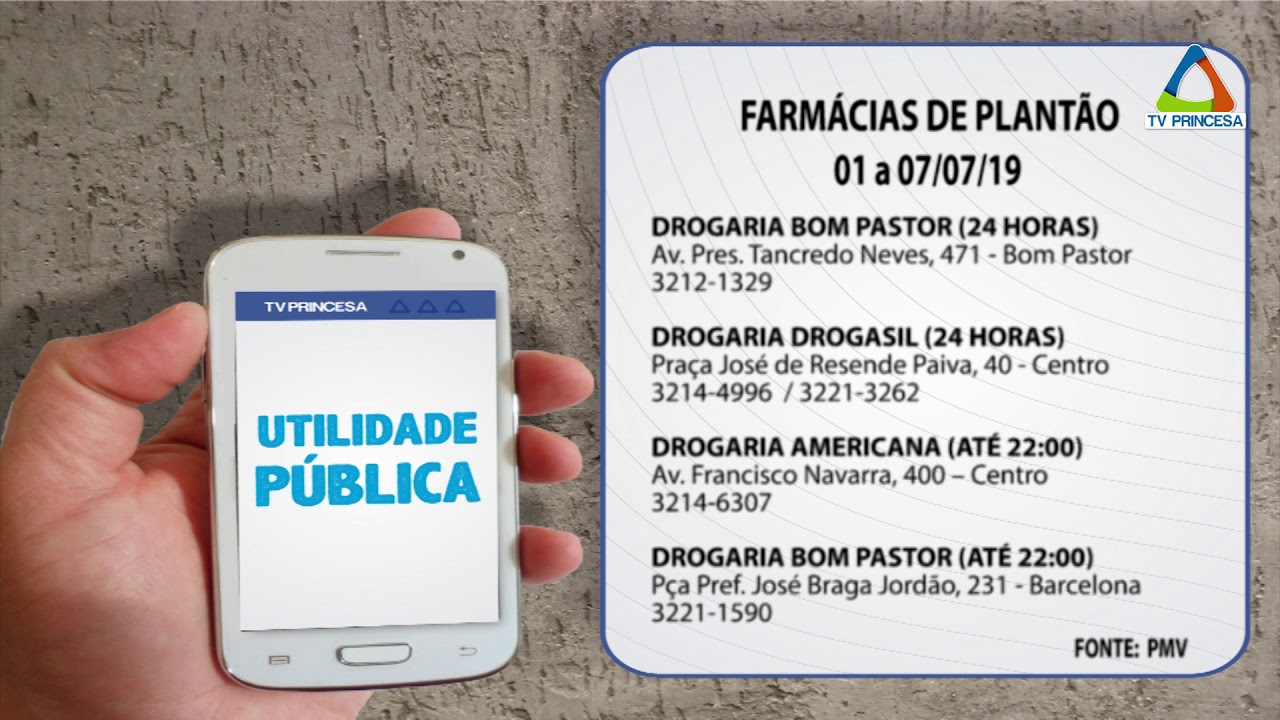 Confira o plantão de farmácias do dia 01/07 ao dia 07/07 tv educativa es