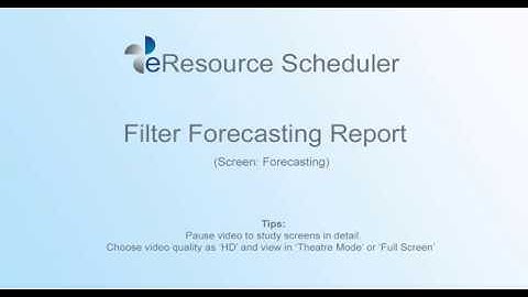 Filter Forecasting Report – eRS Resource Scheduling Software