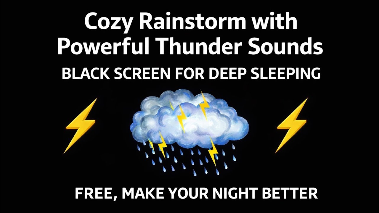 Cozy Rainstorm and Strong Thunder Sounds for Sleeping | Black Screen - Make it a Great Night for Me 