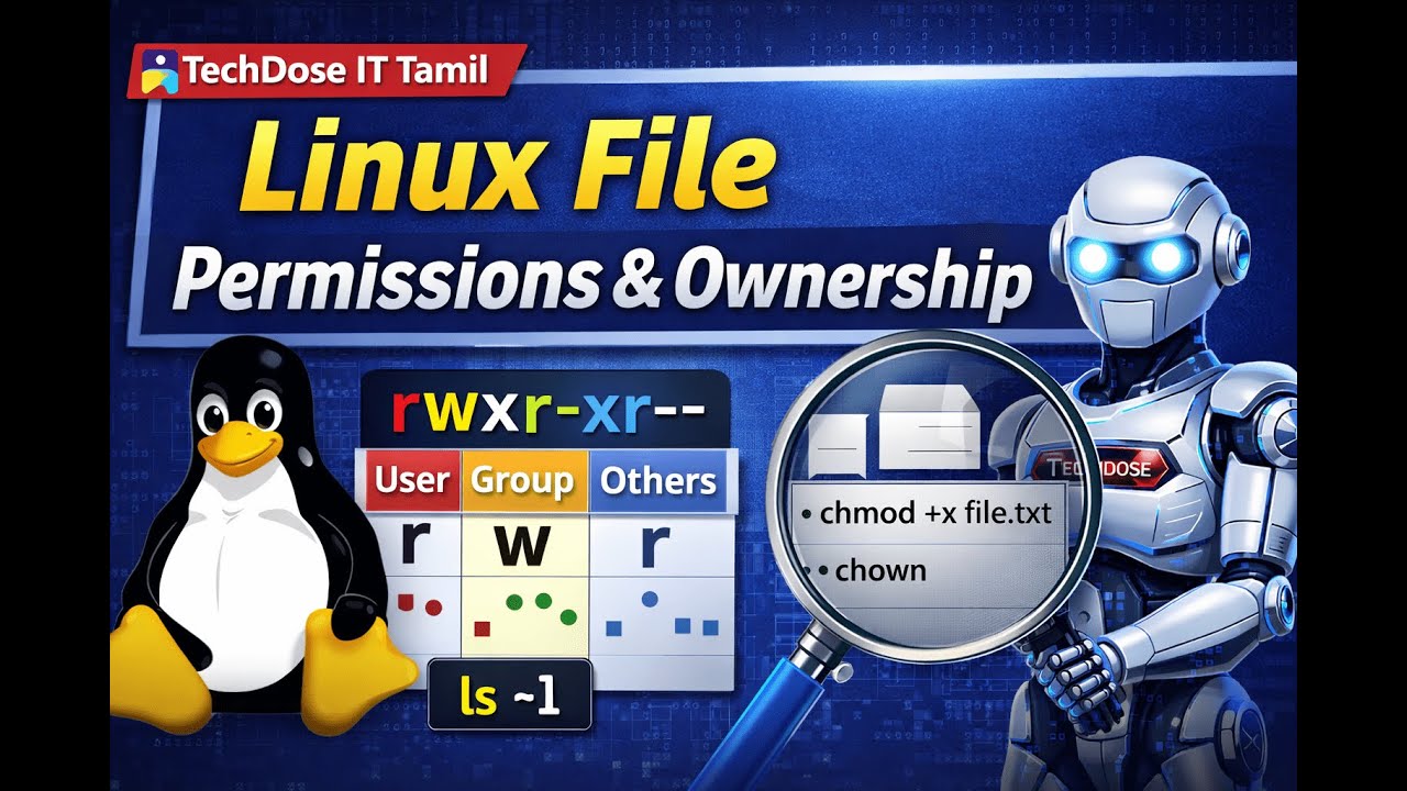 Linux File Permissions & Ownership Explained in Tamil | chmod chown Tutorial | TechDose IT Tamil
