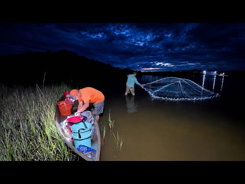Wade Fishing for SHRIMP with Cast-Nets | Catch Clean Cook