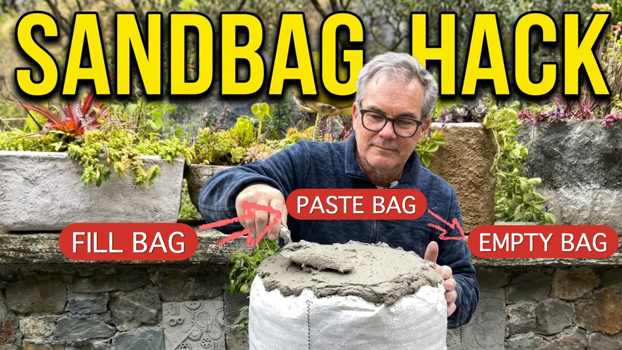 How we use sandbags and river rocks to make decorative (cement ...