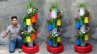 Awesome Ideas | Recycle Tires into Spiral Vertical Pots Garden