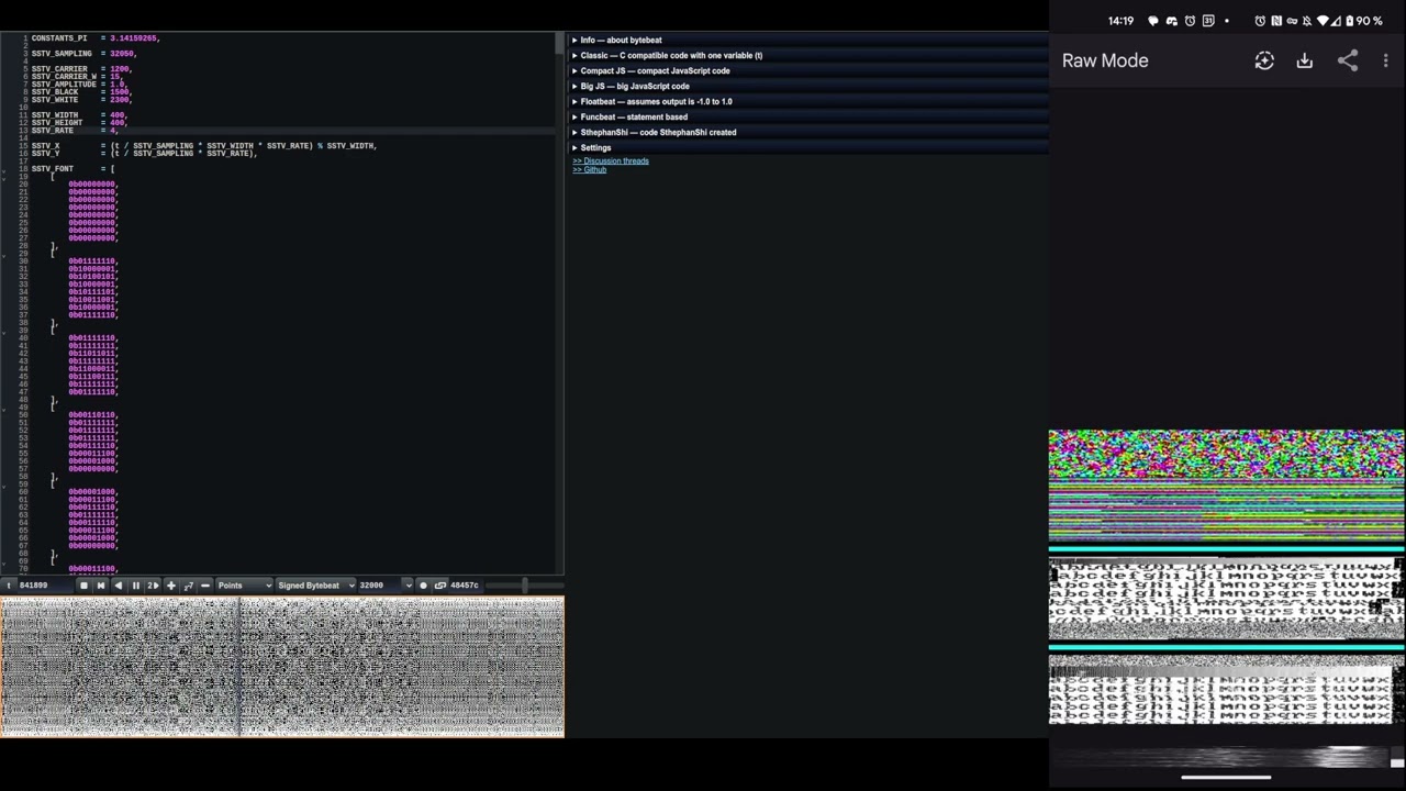 B/W SSTV on Bytebeat/Dollchan.net