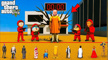 GTA V: Franklin & Shinchan Played Squid Game red and green Indian Bike Driving 3D & Killed Ghosts!