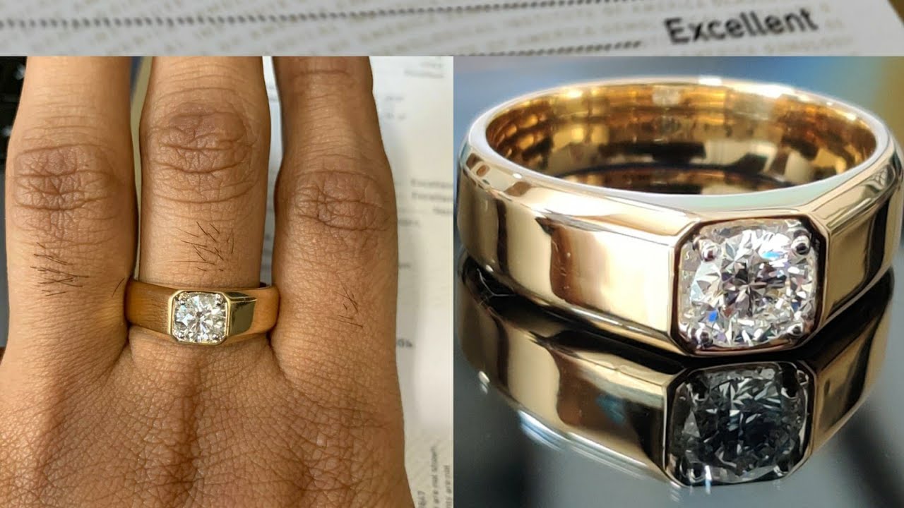 Men's solitaire diamond ring RS 5,50,000 1ct g vvs2 18kt gold # ...