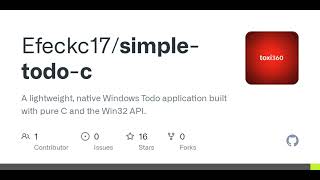GitHub - Efeckc17/simple-todo-c: A lightweight, native Windows Todo application built with pure C...