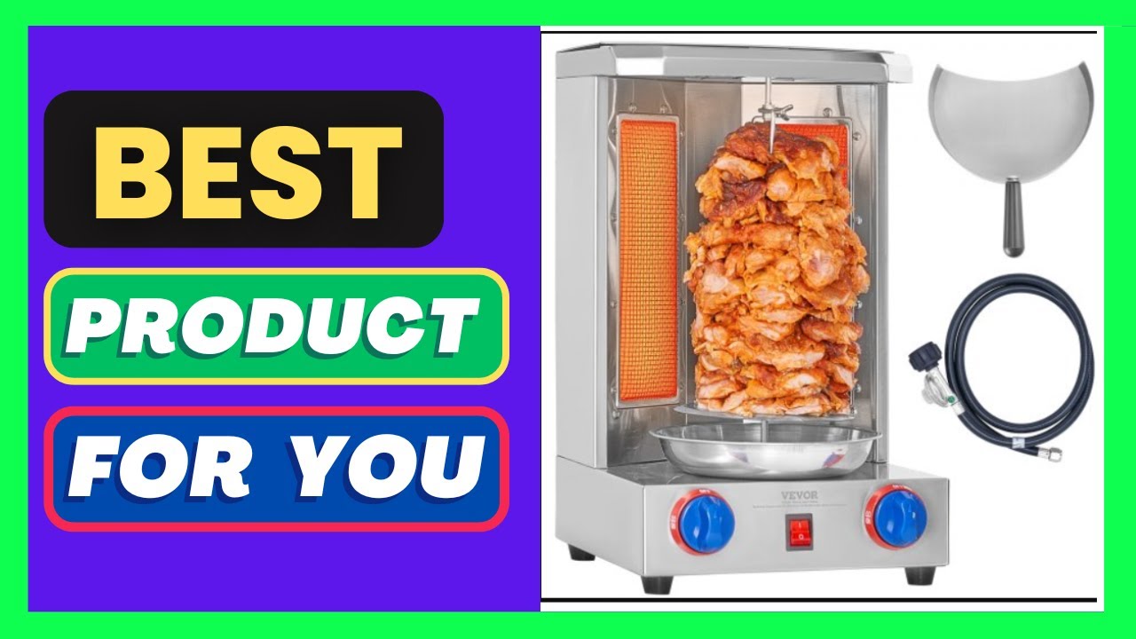 VEVOR Shawarma Grill Machine, 13 lbs Capacity, Chicken Shawarma Cooker Machine with 2 Burners, Gas