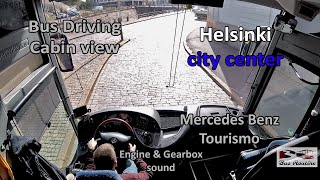 Mercedes Benz Tourismo Bus Driving in Helsinki City Center | Narrow Streets | Coach Driving