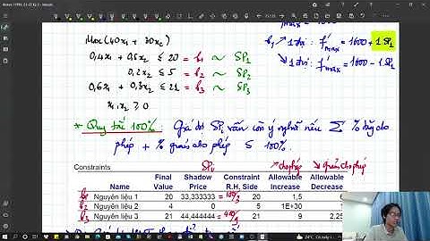 Quy hoạch tuyến tính || PPĐL || Phần 9 - Phân tích độ nhạy trong QHTT (P2)