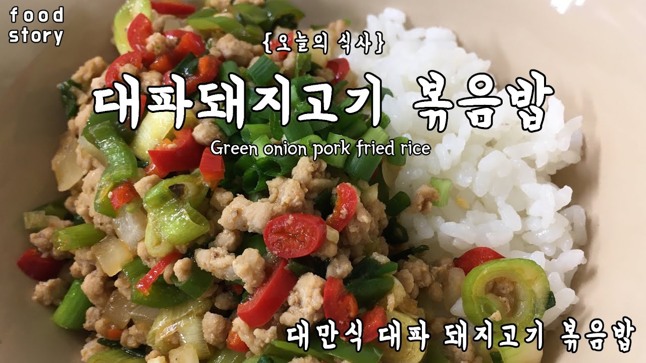 [eng] 대만식 대파돼지고기 볶음밥/대파볶음밥/Green onion pork fried rice/Green onion