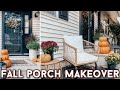 FALL FRONT PORCH MAKEOVER | SMALL FRONT PORCH DECORATING IDEAS | FALL SHOP &amp; DECORATE W/ ME 2023
