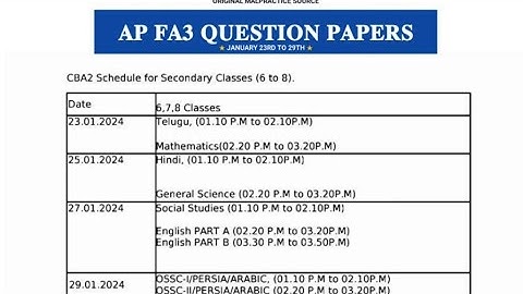 AP  FA3 Time Table 2023-24  | AP FA3 Time Table 2024 (CBA2)  | 6th --10th FA3 Time table 2023-24#FA3