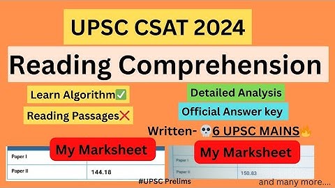 CSAT RC 2024 l 💀Solve Without Reading Passage l Detailed Analysis l UPSC Prelims 2025
