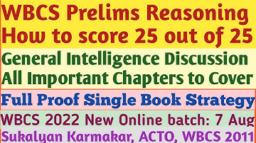 WBCS Prelims | Reasoning | How to score Full Marks | Important Chapters