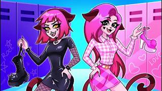 Soft Pink Girl VS Goth Black Girl || Fashion Show in High School screenshot 4