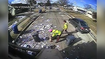 WATCH: Oxygen tank explodes in back of garbage truck