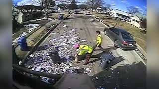 WATCH: Oxygen tank explodes in back of garbage truck