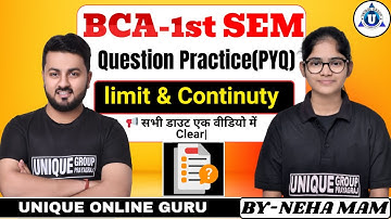 BCA Maths | Limit & Continuity | PYQ Practice Set | By - Neha Mam |