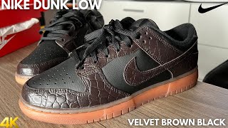 Nike Dunk Low Velvet Brown Black ￼ Chocolate Croc On Feet Review