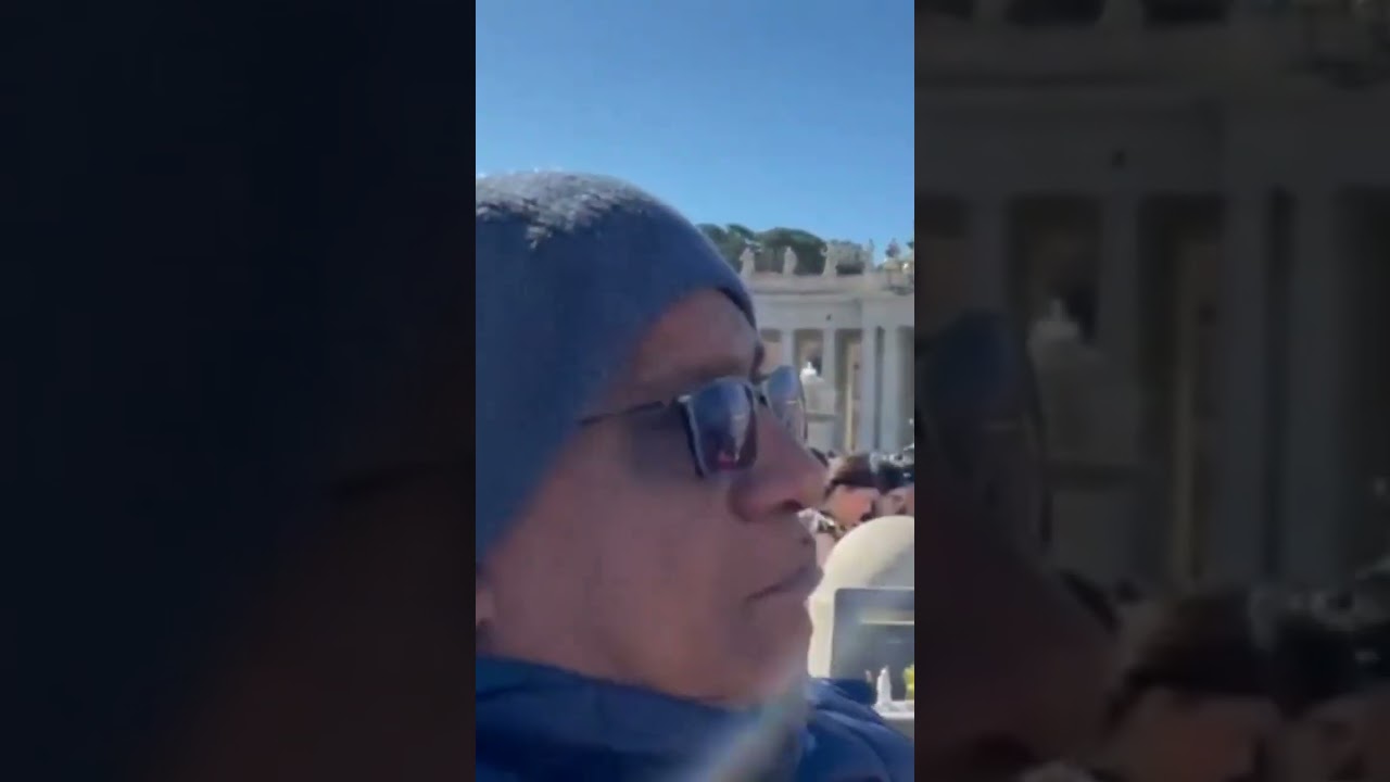 In front of Pope Francis.    st. peter's square.      vatican city