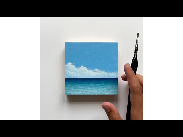 Super Easy 10 minute Mini Canvas Ocean Acrylic Painting 🌊 Paint