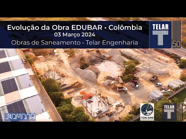 Obras de Saneamento TELAR Engenharia. Obra EDUBAR, Colômbia. Filmagem Aérea de 03/03/2024