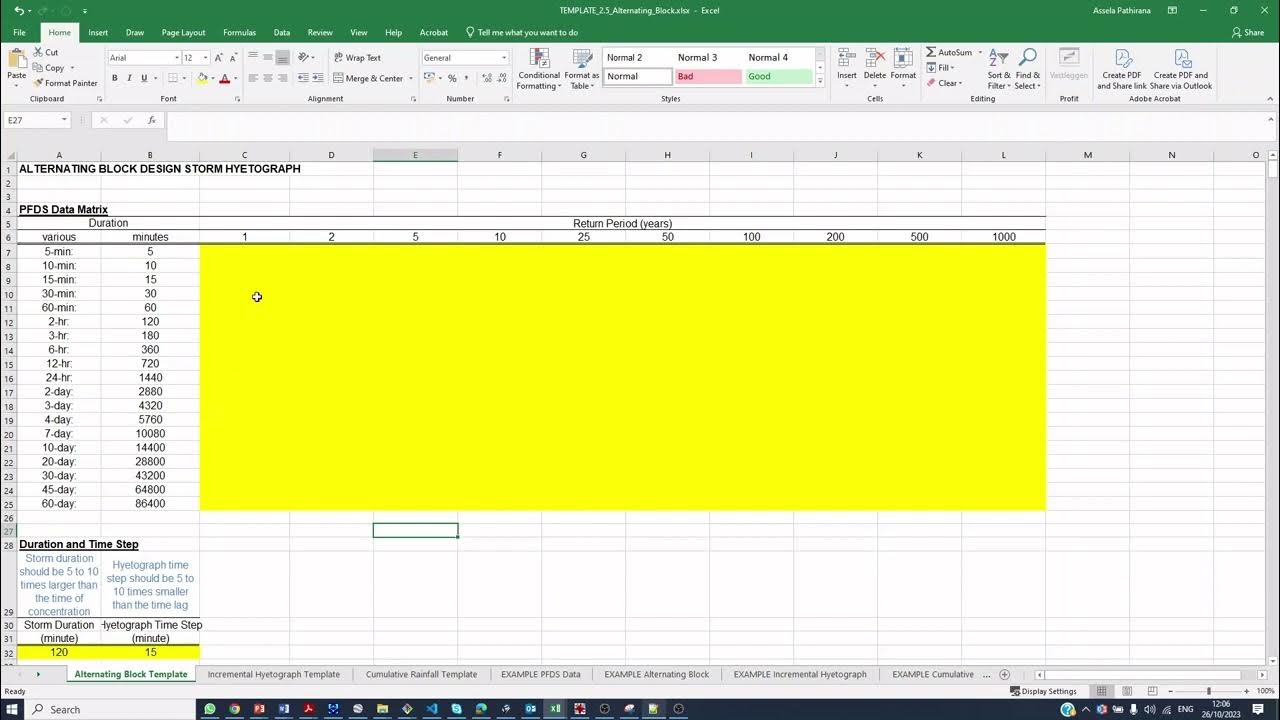 Calculate a Design Storm from an IDF relationship using the alternating ...