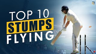 Top 10 TWO Stumps Flying Crazy Deliveries in Cricket History🔥 | Stumps Killing Bowlers