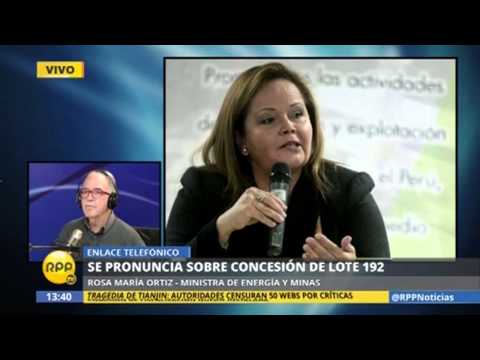 Entrevista: Ministra de Energía y Minas sobre el lote 192 (RPP)