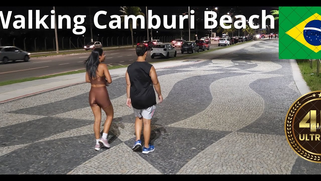 BRAZIL 4K WALKING TOUR 🇧🇷 Camburi Beach Night Walk | Victoria, ES | 60fps ASMR EP:02