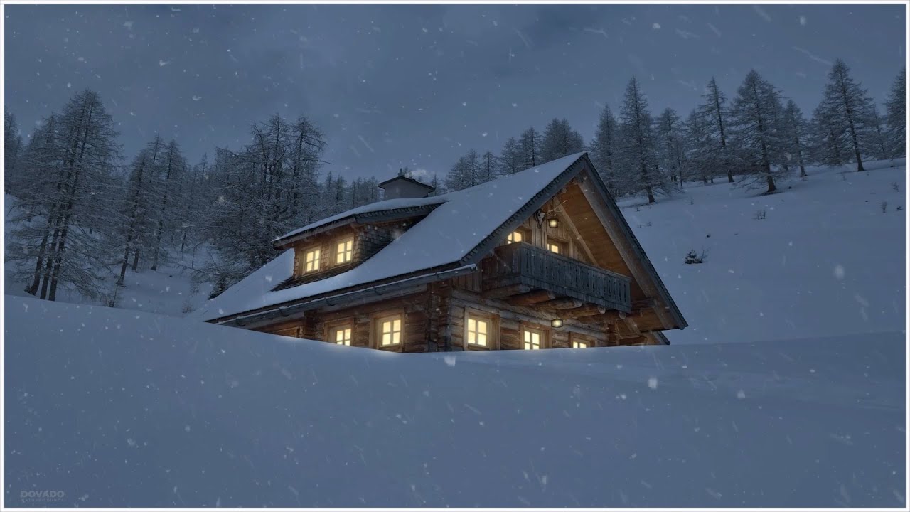 Winter Storm at a Mountain Chalet┇Howling Wind & Blowing Snow - YouTube