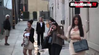 Khloe Kardashian, Mason Dash and Kourtney Kardashian at Jimmy Kimmel Live!